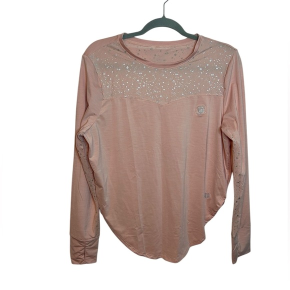 EleVen By Venus Williams Peach Long Sleeve Metallic Active Top - Picture 1 of 7